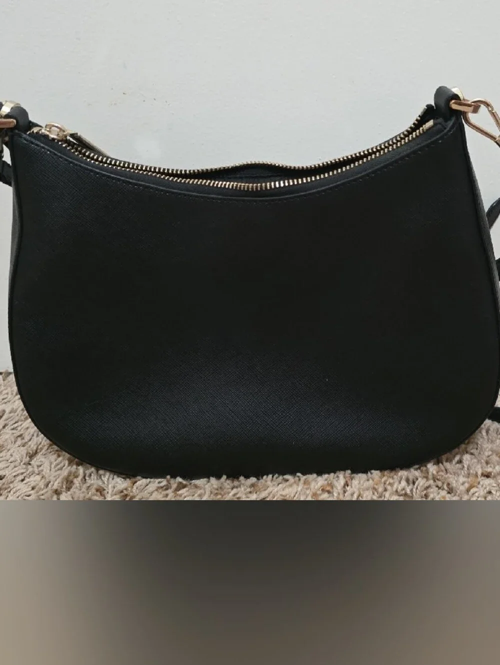kate spade Black Crescent Crossbody Bag with Gold Hardware